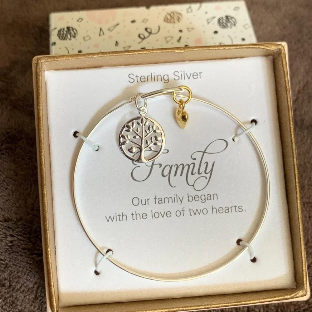 Inspirational Quotes Family Silver Bangle